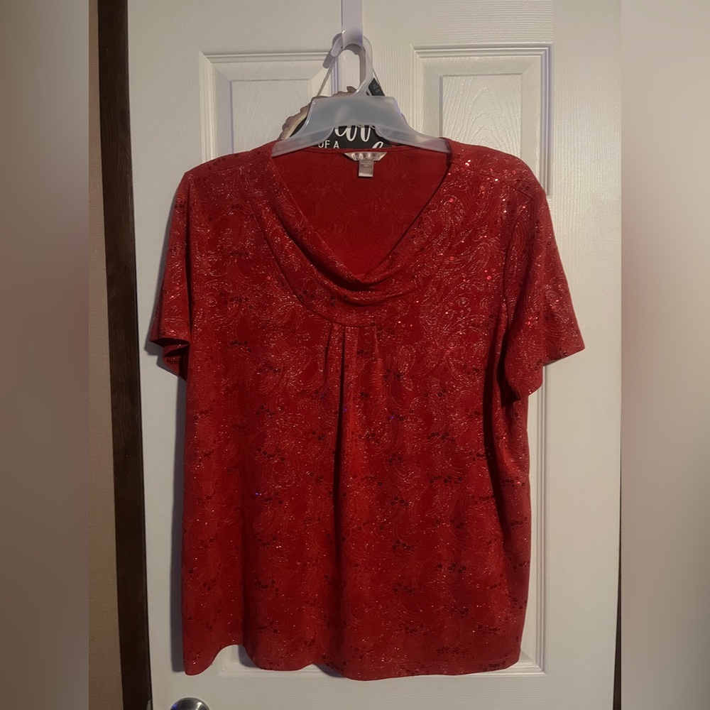 White Stag Red Cowl Neck Blouse XXL (20)